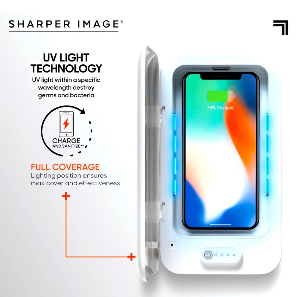 Sharper Image UV Phone Sanitizer - kills up to 99.99% of germs and bacteria